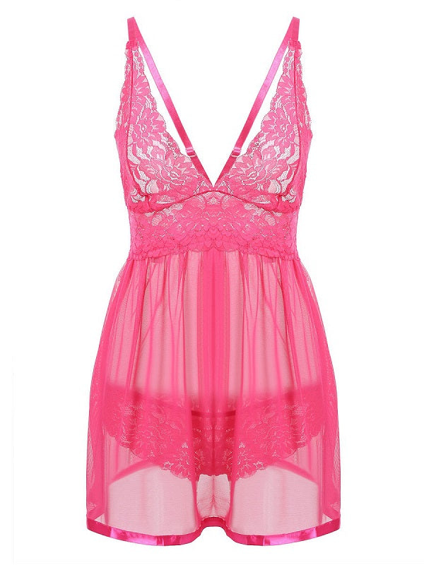 Babydolls Floral Print Backless Lace Lingerie